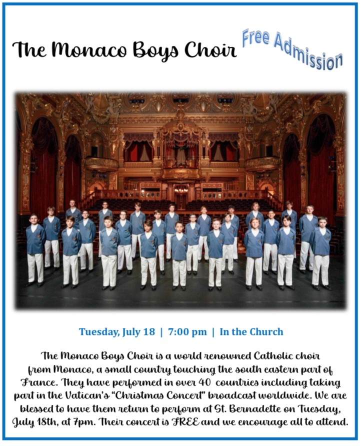 Invitation to the Port St. Lucie Concert by the Monaco Boys Choir